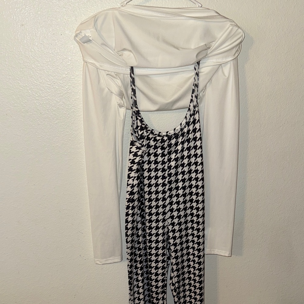 Black & White Houndstooth Jumpsuit - Women